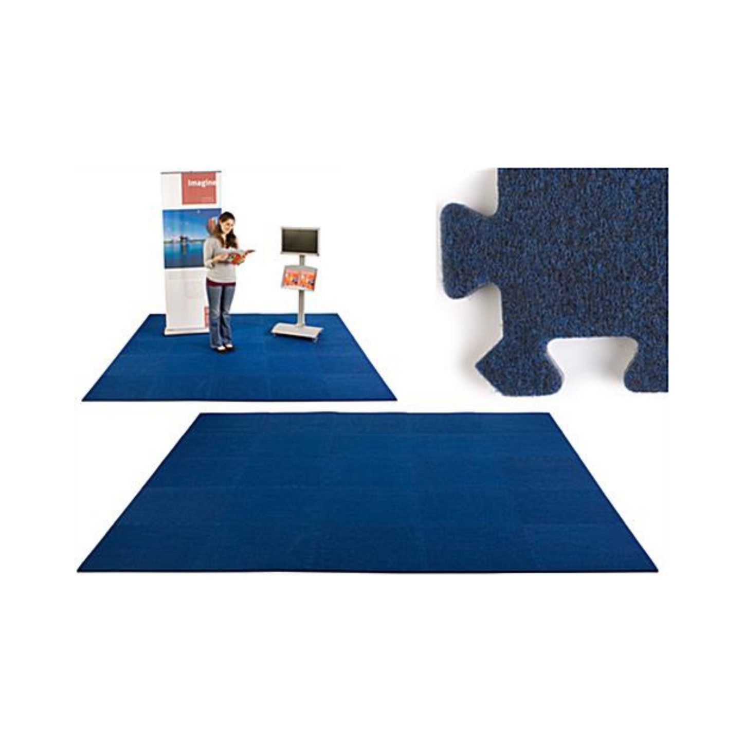 10' x 10' INTERLOCKING CARPETED FOAM MAT - BLUE